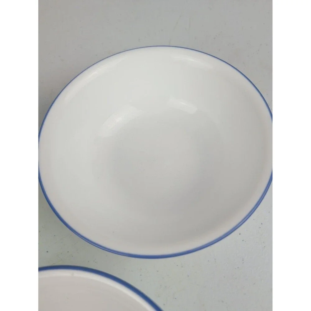 Lot of 3 Vintage Corelle White w/Blue Rim Blue Line 6.25” Cereal Soup Bowls